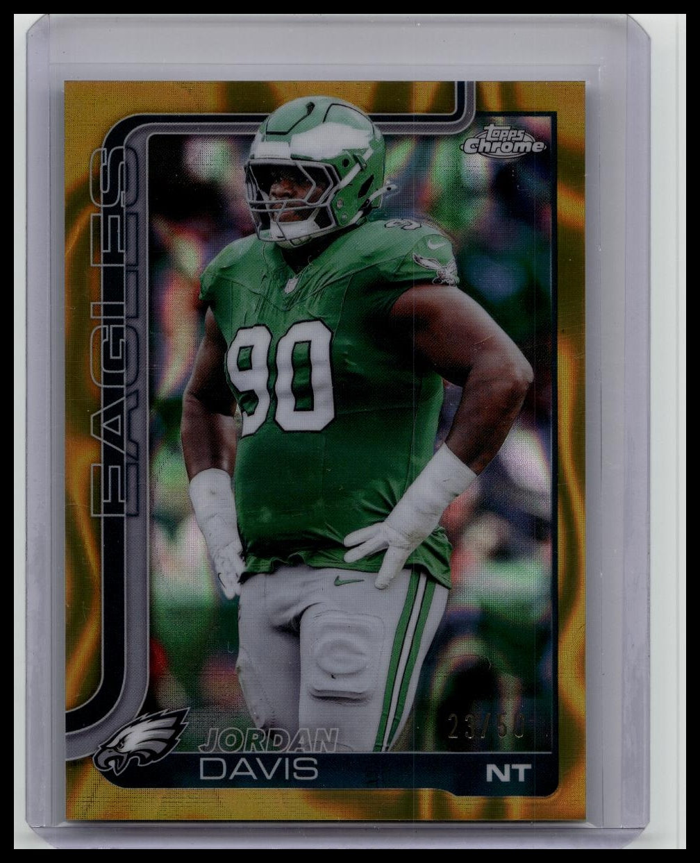 2025 Topps Chrome Football Jordan Davis Gold Lava Refractor #/50 EAGLES