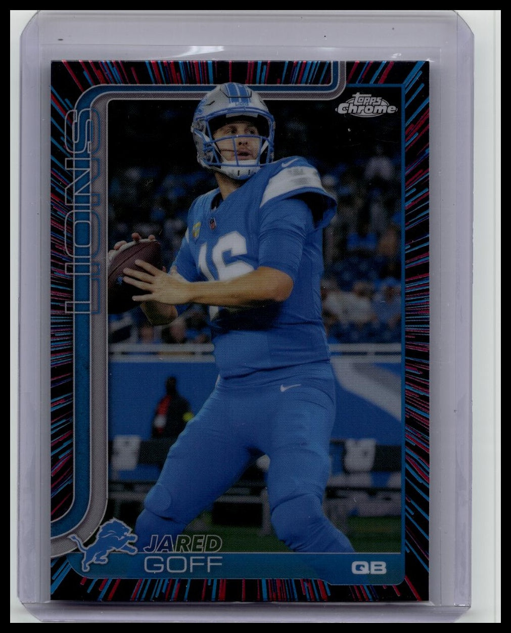 2025 Topps Chrome - #102 Jared Goff Neon Pulse Refractor SP Lions