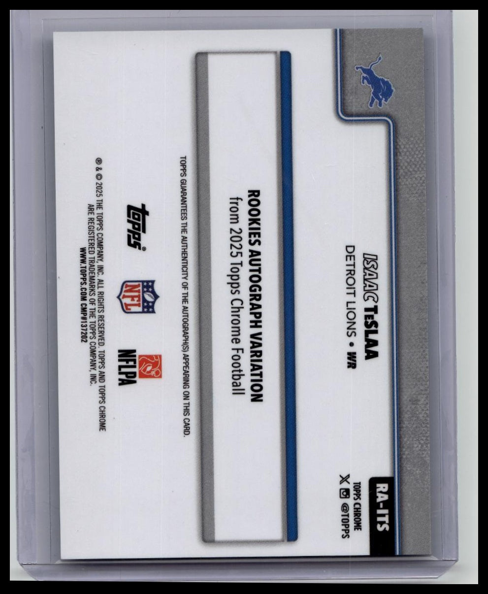 2025 Topps Chrome Isaac TeSlaa #RA-ITS Aqua Lava Rookie Auto /199 Lions