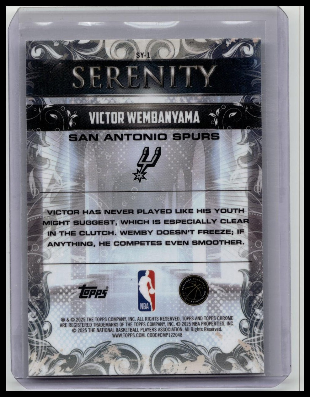 2025-26 Topps Chrome Victor Wembanyama Serenity Aqua Refractor #/199 Spurs