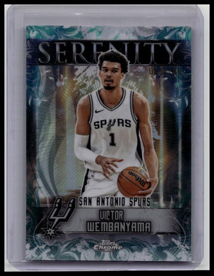 2025-26 Topps Chrome Victor Wembanyama Serenity Aqua Refractor #/199 Spurs