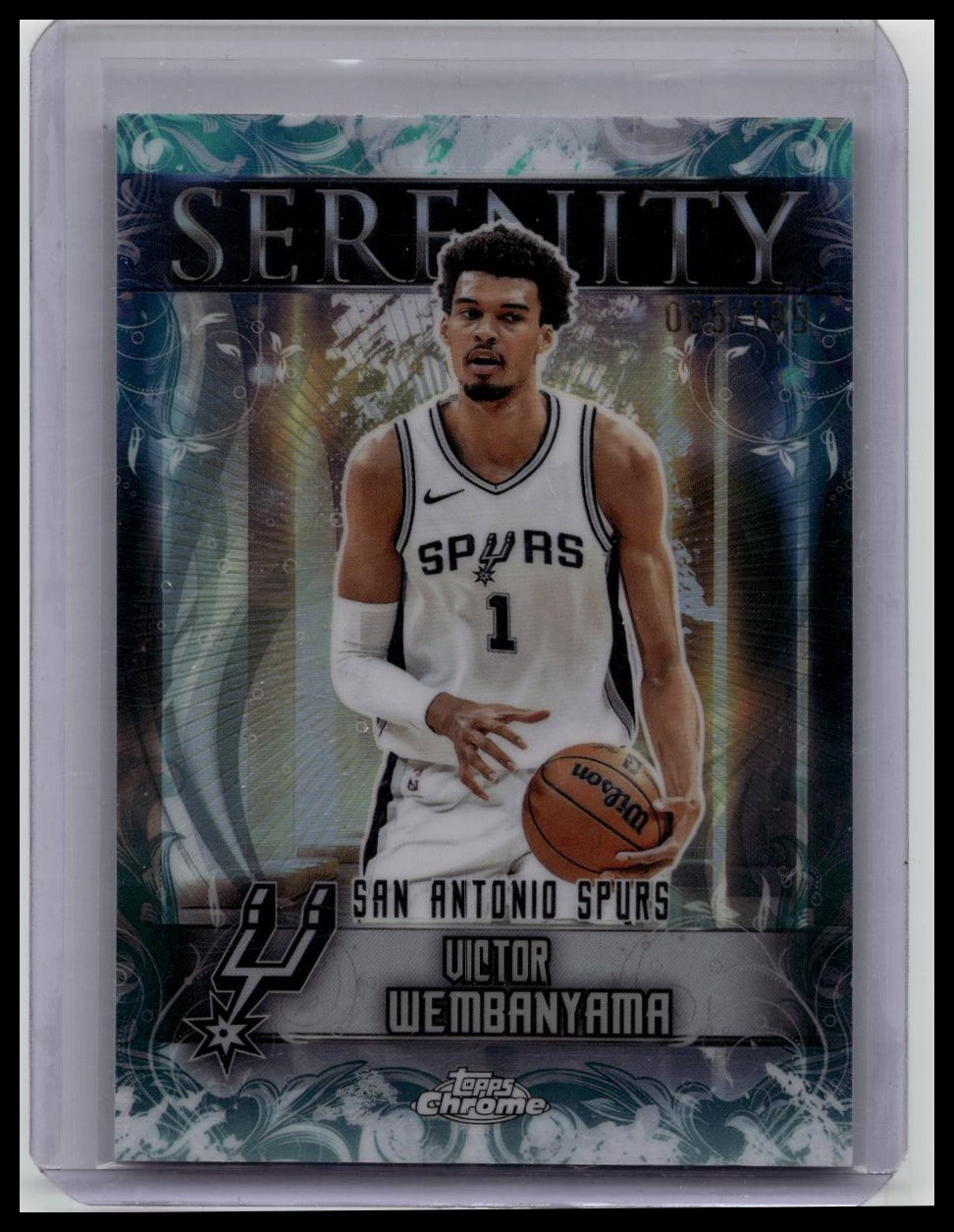 2025-26 Topps Chrome Victor Wembanyama Serenity Aqua Refractor #/199 Spurs