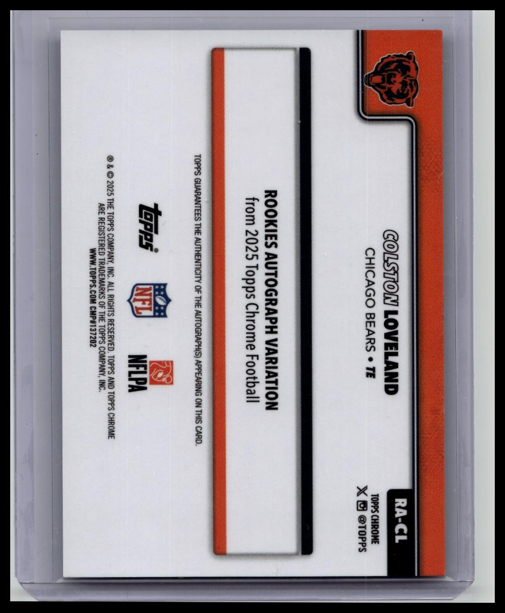 2025 Topps Chrome Colston Loveland Rookie Auto Blue Lava /150 Chicago Bears