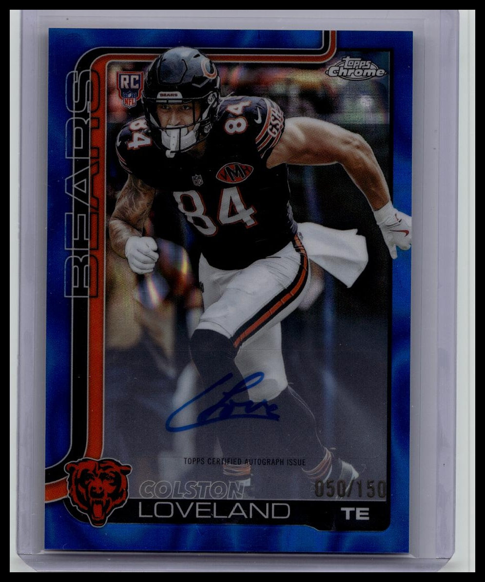 2025 Topps Chrome Colston Loveland Rookie Auto Blue Lava /150 Chicago Bears