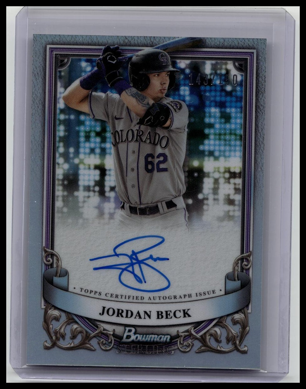 2024 Bowman Sterling Prospect Autographs Refractors #PAJB Jordan Beck Auto /150