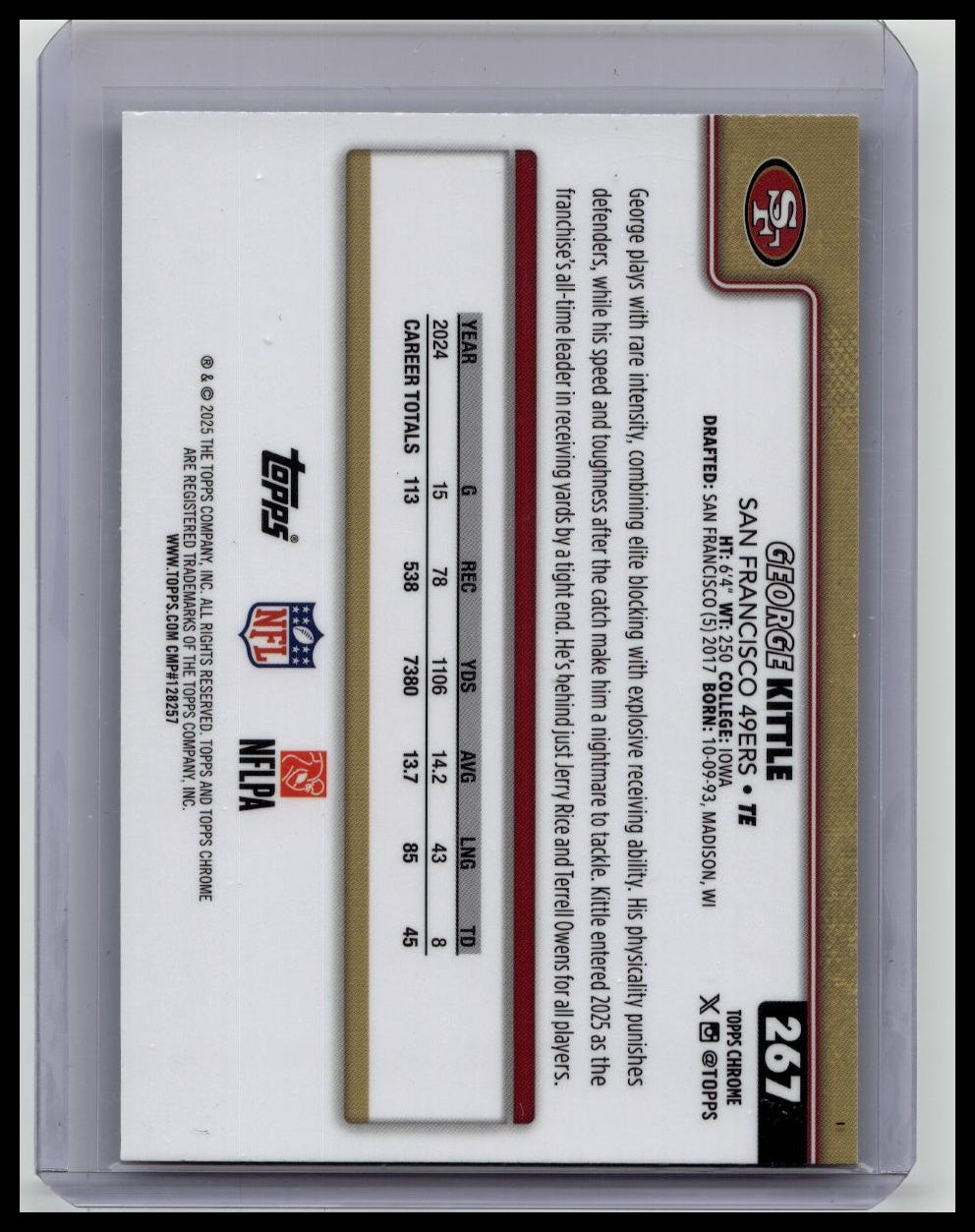 2025 Topps Chrome Football George Kittle Neon Pulse Refractor 49ers SP #267