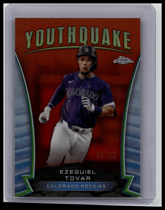 2024 Topps Chrome Update Youthquake Ezequiel Tovar /25 Orange Refractor