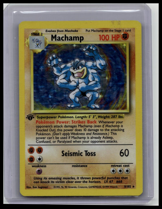 Pokemon TCG ~ Machamp 1st Edition Holo ~ Base Set Holo Rare 8/102
