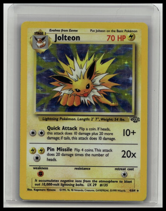 Jolteon #4/64 Jungle MP/Moderatly Played Pokemon 1999