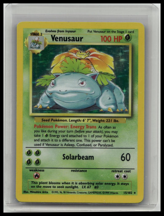 Pokemon Card Venusaur 15/102 Holo Rare Base Set WOTC Played