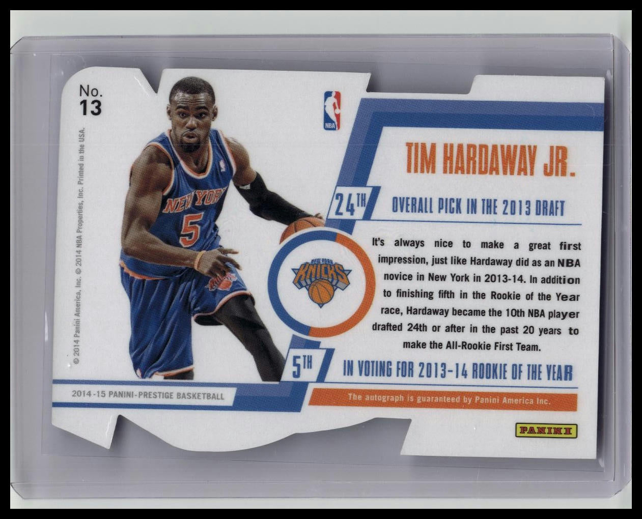 2014 Panini Prestige Bonus Shots Orange Die-Cut Premium /49 Tim Hardaway Jr Auto