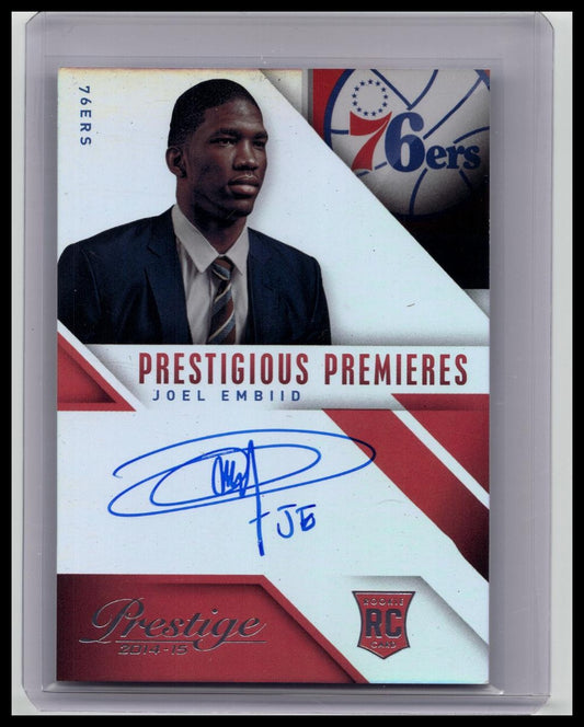 2014-15 Panini Prestige - Prestigious Premieres #PP-JE Joel Embiid Rookie On Card Auto