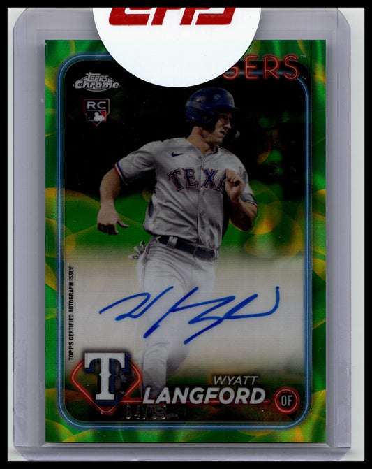 WYATT LANGFORD 2024 TOPPS CHROME UPDATE RC GREEN YELLOW LAVA LAMP AUTO /85 RA-WL