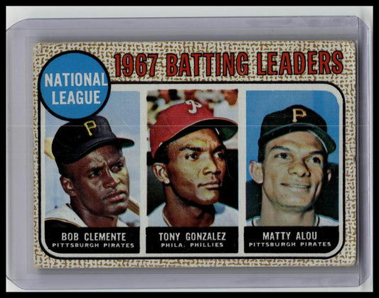 1968 TOPPS BASEBALL #1 ROBERTO CLEMENTE N. L. 1967 BATTING LEADERS