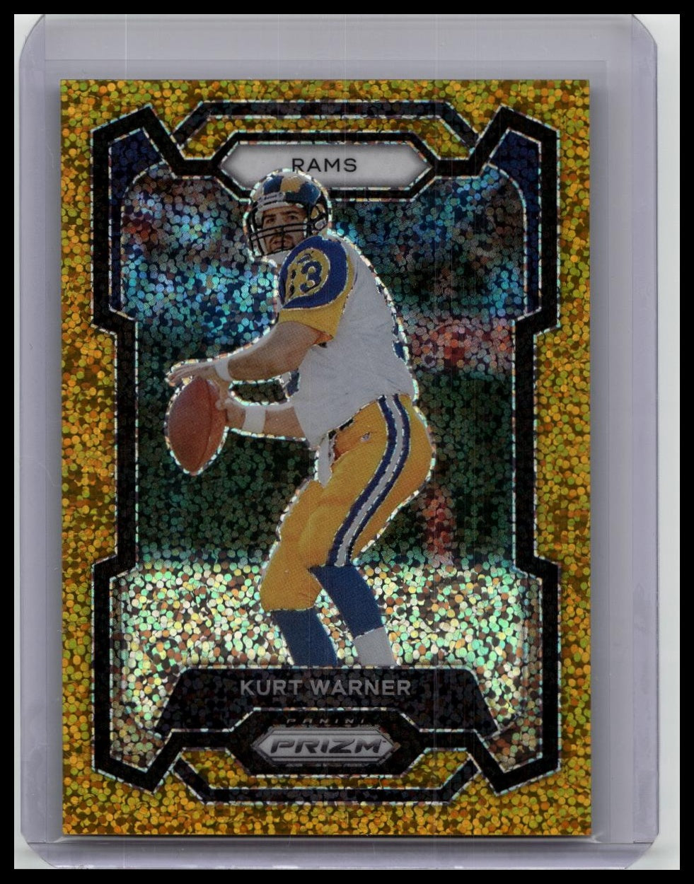KURT WARNER 🔥 RARE SSP #’d /24 🔥 2023 Panini Prizm GOLD Sparkle #166 HOF Rams