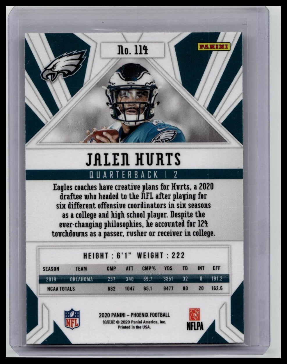 2020 Panini Phoenix - Rookies Jalen Hurts #114 Fire Burst (RC)
