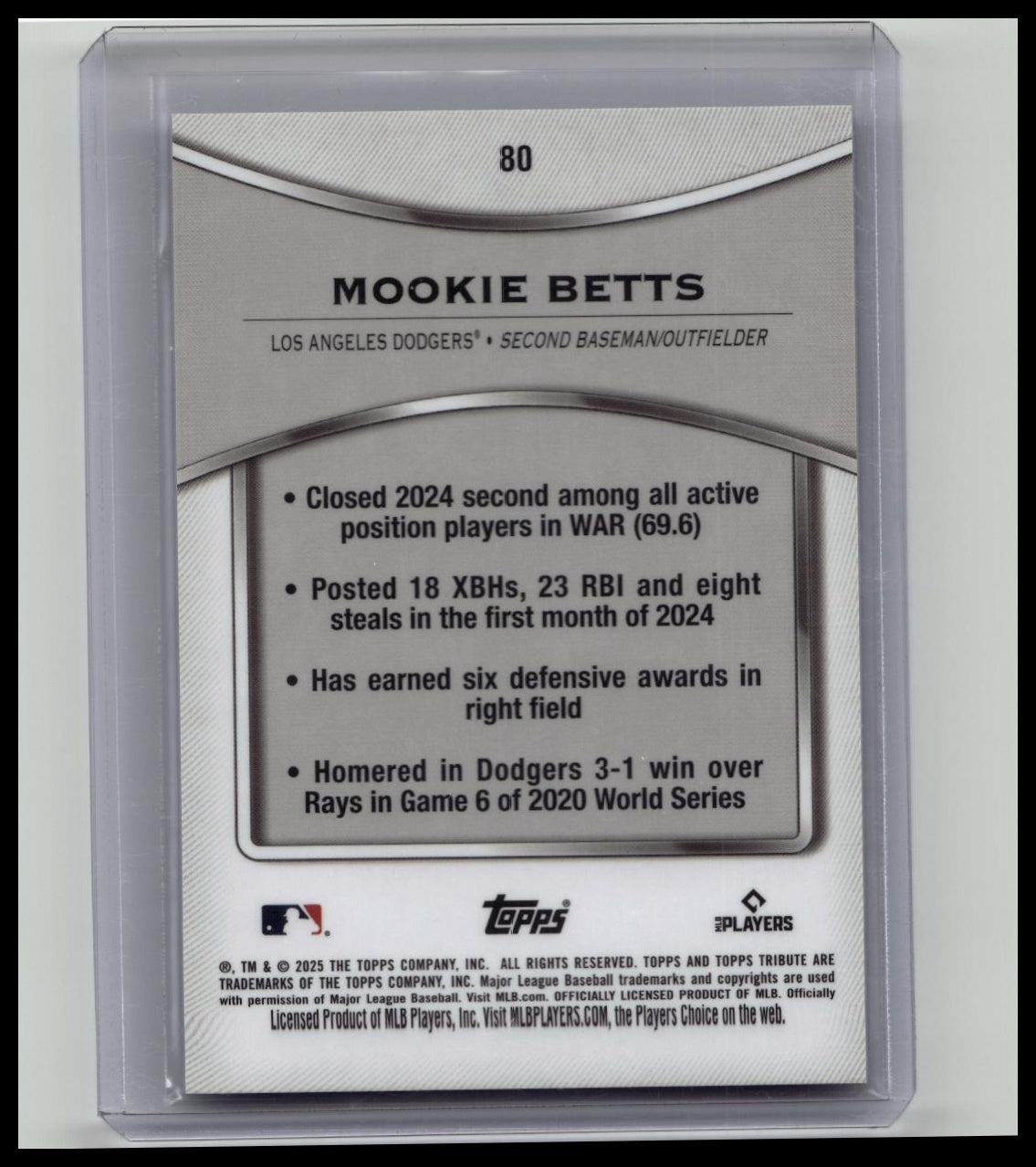 Mookie Betts 2025 Topps Tribute #80 Dodgers Blue Color Match /150