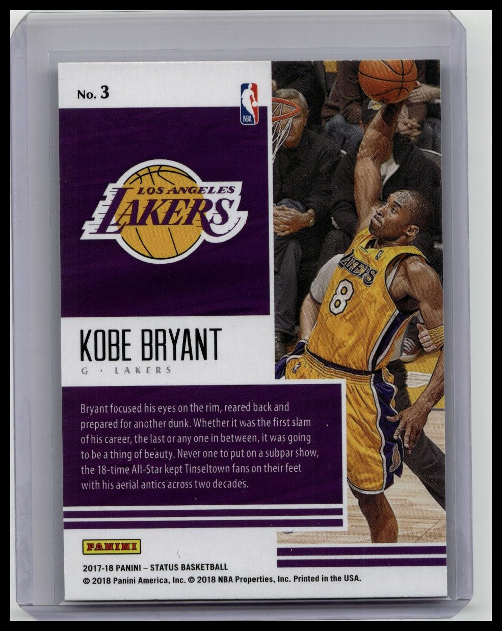 2017-18 Panini Status Quo Pink Parallel Kobe Bryant #3