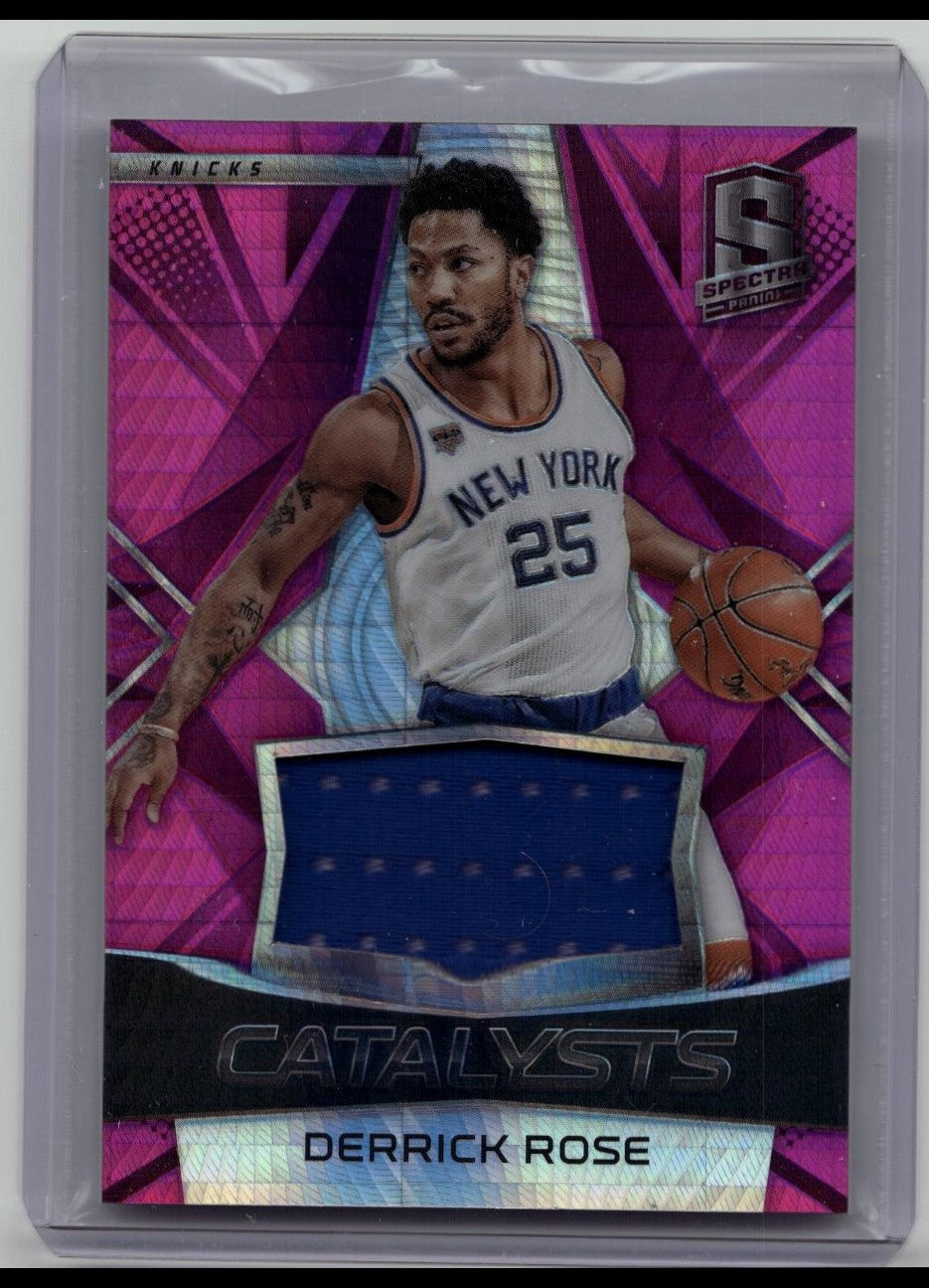 2016-17 Spectra Catalysts Patch Prizm Refractor Derrick Rose /49 Game Worn