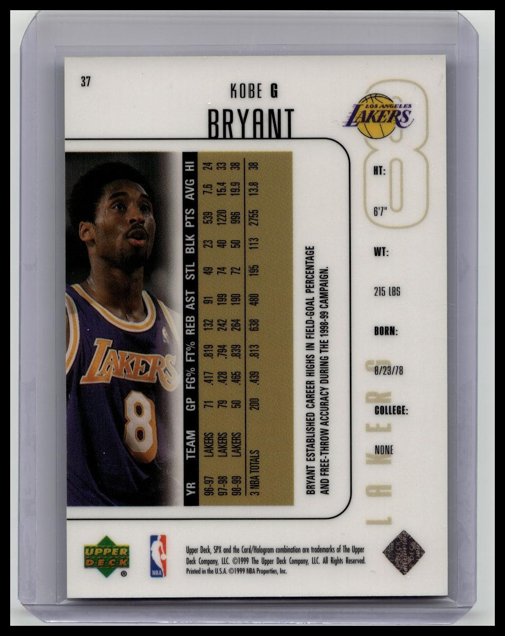 1999 Upper Deck SPX #37 Kobe Bryant