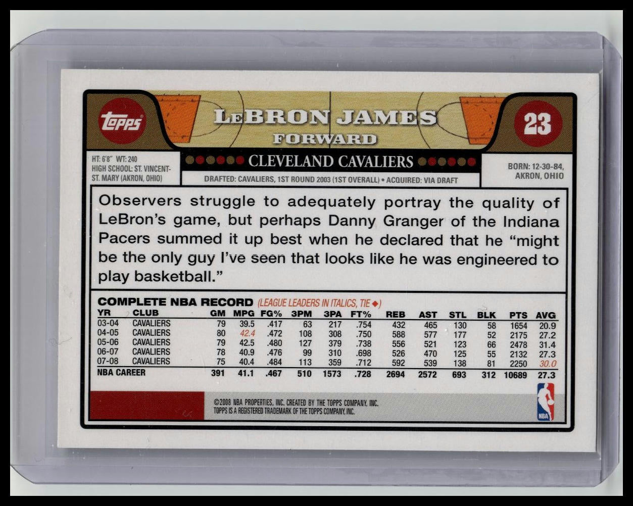 2008 Topps Chrome #23 Chalk Toss Lebron James