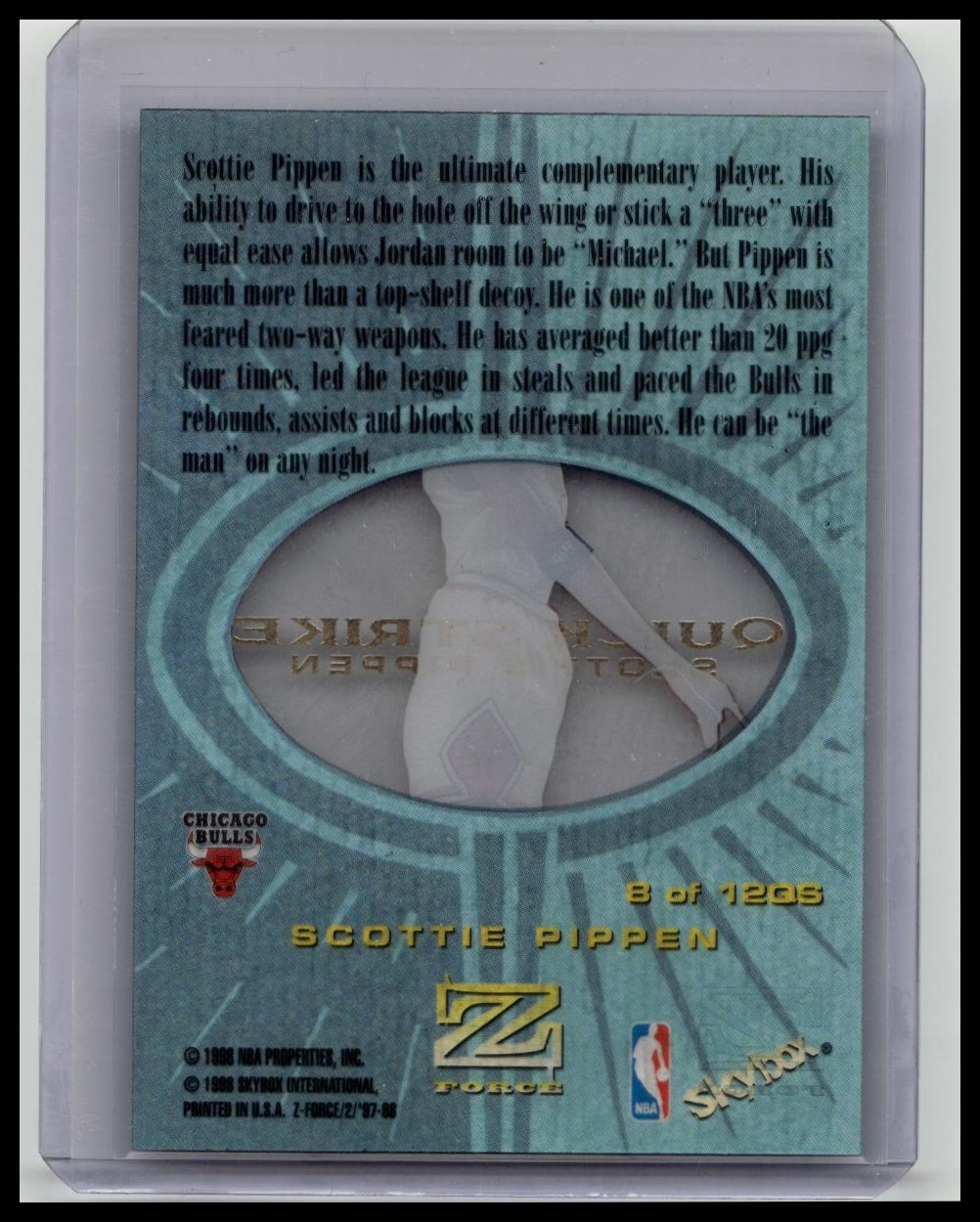 Scottie Pippen 1997-98 Skybox Z-Force Quick Strike #8 HOLO Insert Acetate Bulls
