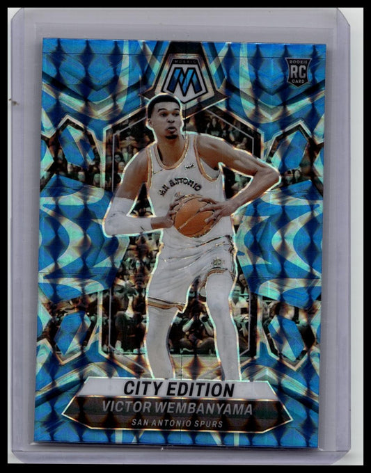 Victor Wembanyama 2023-24 Panini Mosaic City Edition Reactive Blue Prizm RC #282