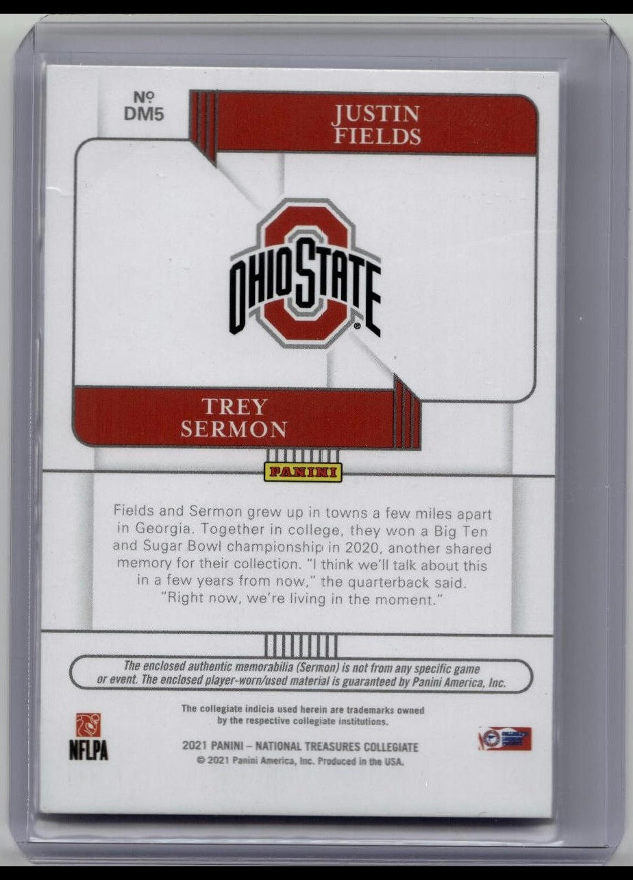 2021 National Treasures Team Dual Materials #DM5 Justin Fields, Trey Sermon /75