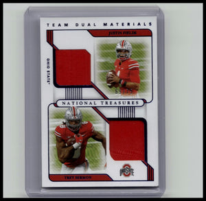 2021 National Treasures Team Dual Materials #DM5 Justin Fields, Trey Sermon /75