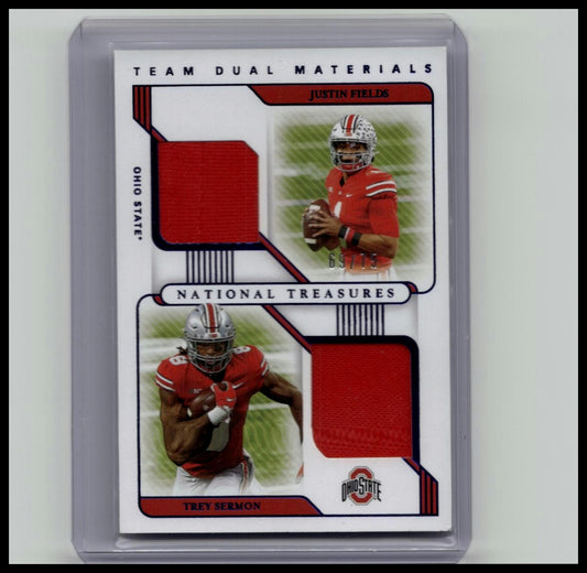 2021 National Treasures Team Dual Materials #DM5 Justin Fields, Trey Sermon /75