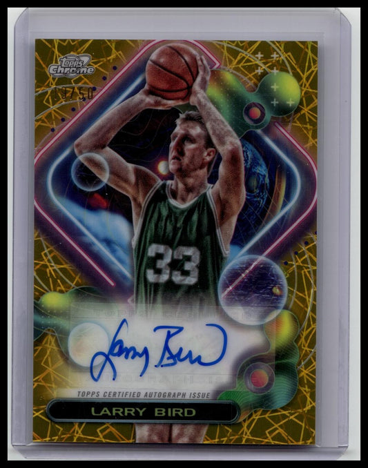 LARRY BIRD 2023 Topps Chrome Cosmic Gold Refractor Auto #'d 19/50