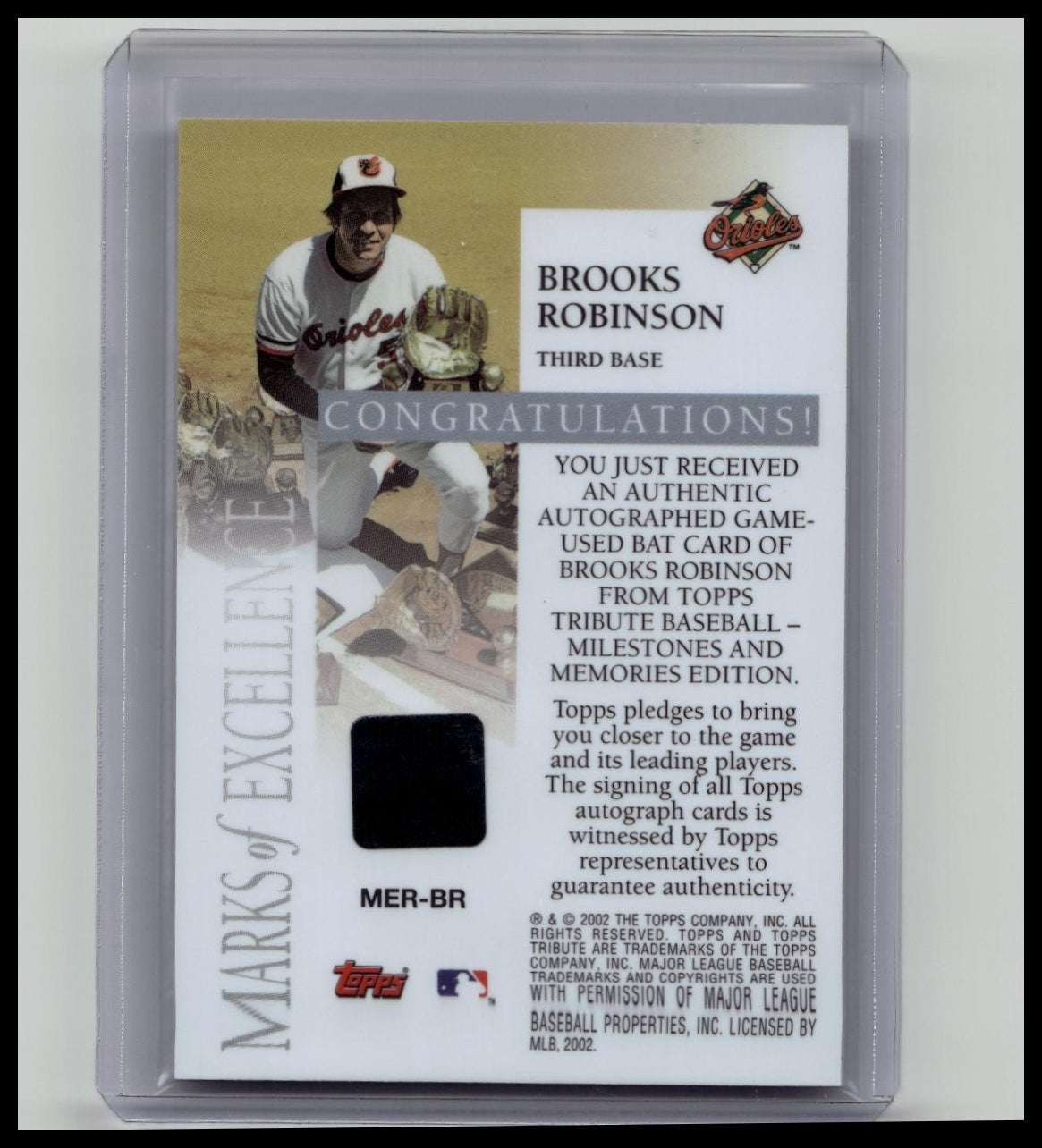 2002 Topps Tribute BROOKS ROBINSON Baltimore Orioles On Card AUTO BAT Relic