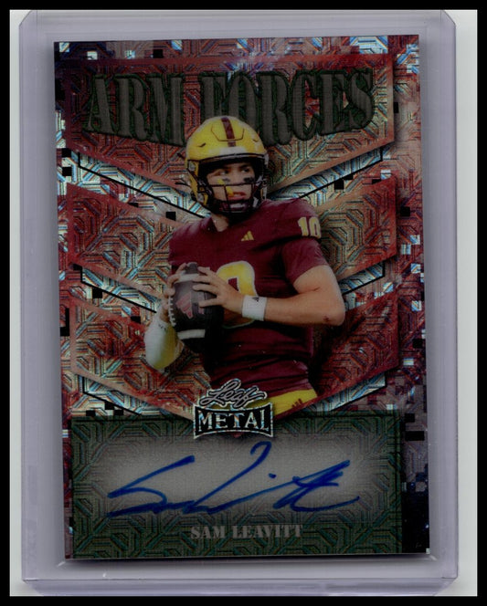 SAM LEAVITT 2025 LEAF METAL FOOTBALL ARM FORCES RED CAMO AUTOGRAPH ONE OF ONE 1/1 AUTO