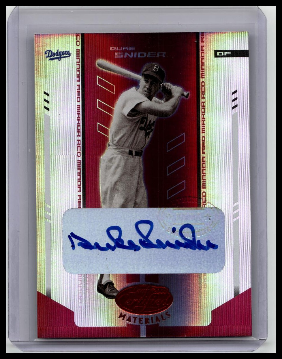 DUKE SNIDER 2004 LEAF CERTIFIED MIRROR RED AUTOGRAPH AUTO! 3'd /250! DODGERS!