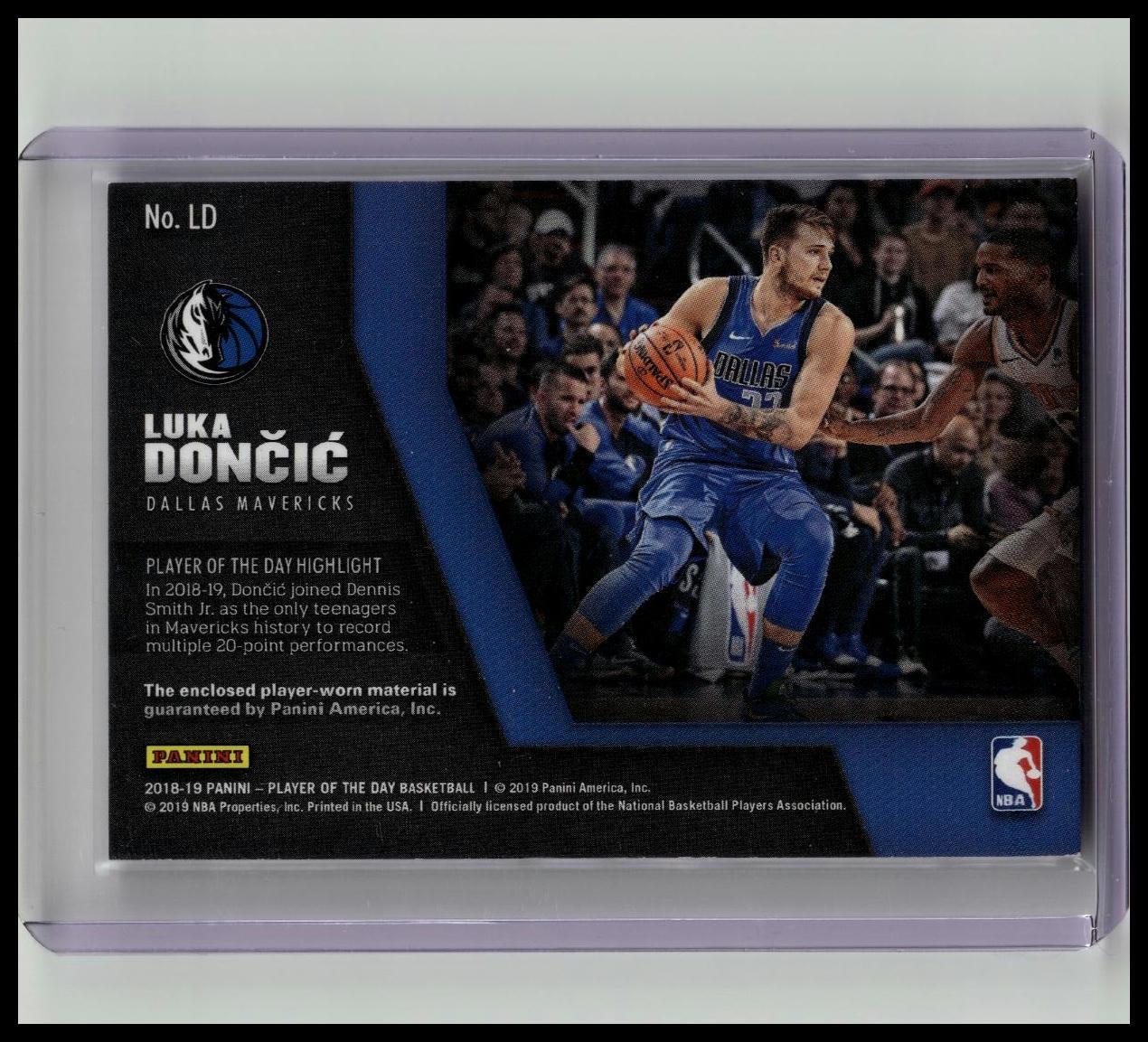 2018-19 Panini Player of the Day Memorabilia #LD Luka Doncic Rookie