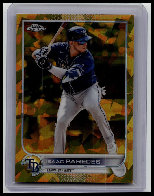 2022 Topps Chrome Update Sapphire ISAAC PAREDES #US123 Tampa Bay Rays Gold /50