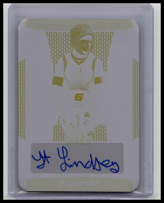 JT Lindsey 2025 Leaf Metal Football Printing Plate AUTO 1/1