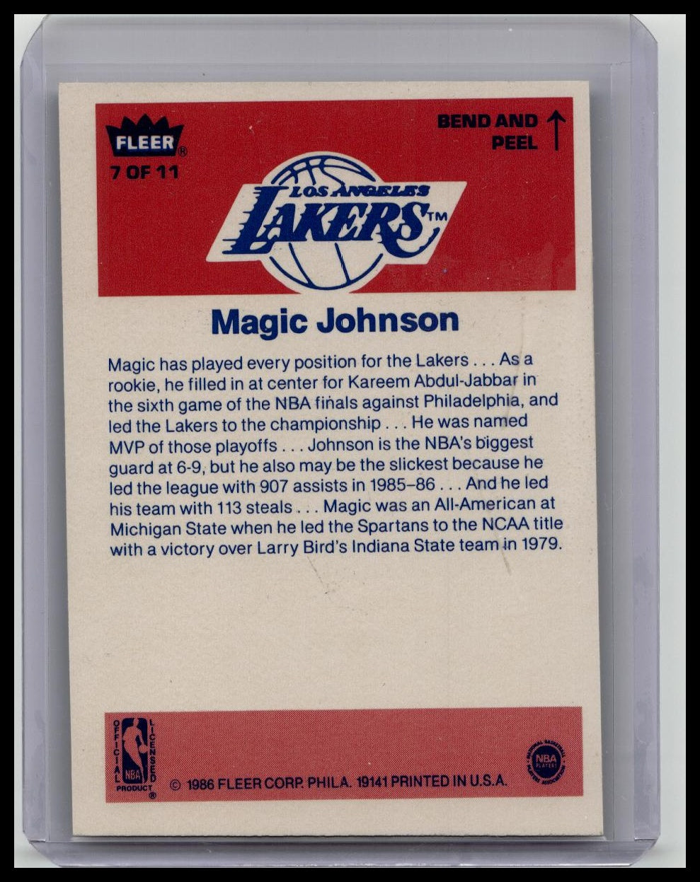 1986-87 Fleer Basketball - Sticker #7 Magic Johnson