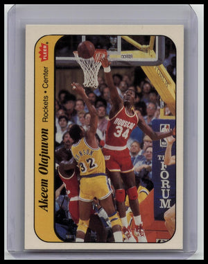 1986 Fleer Sticker # 9 Akeem Olajuwon RC ROOKIE Rockets NBA HOF