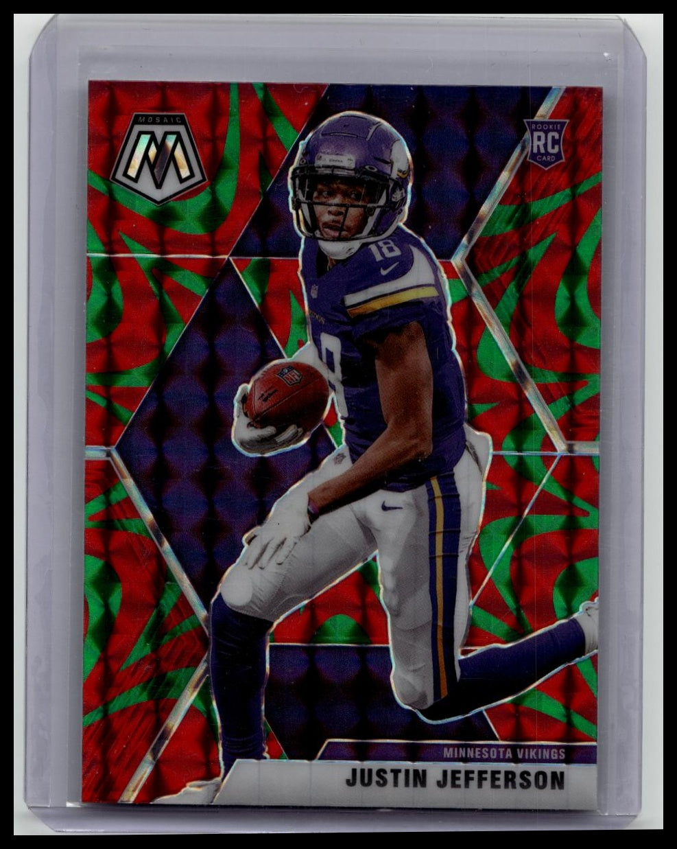 2020 Panini Mosaic #209 Justin Jefferson Rookie RC Reactive Green Prizm