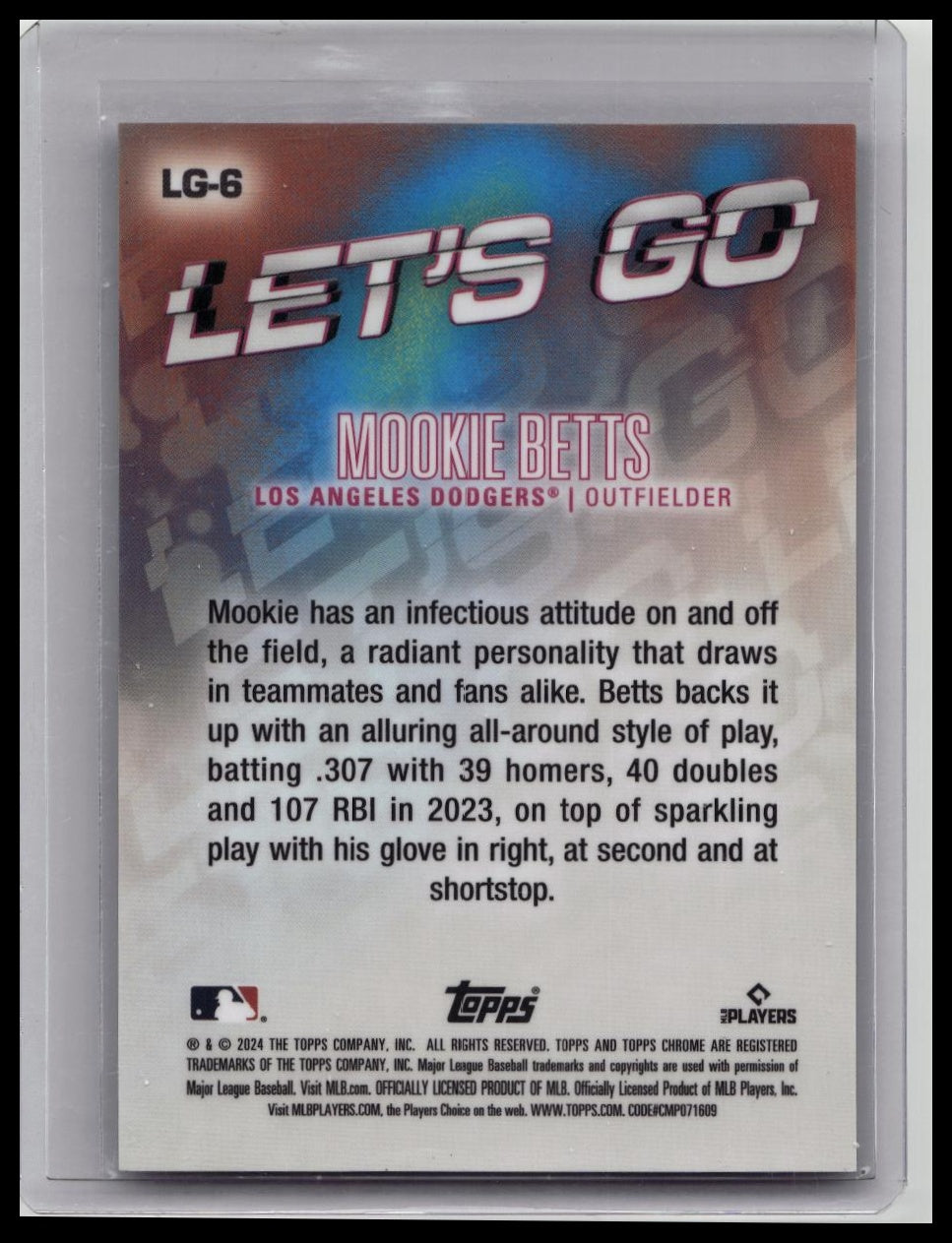 2024 Topps Chrome Mookie Betts Let's Go Case Hit /50 LA DODGERS