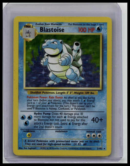 Pokemon Blastoise Holo Base Set 2/102 Played