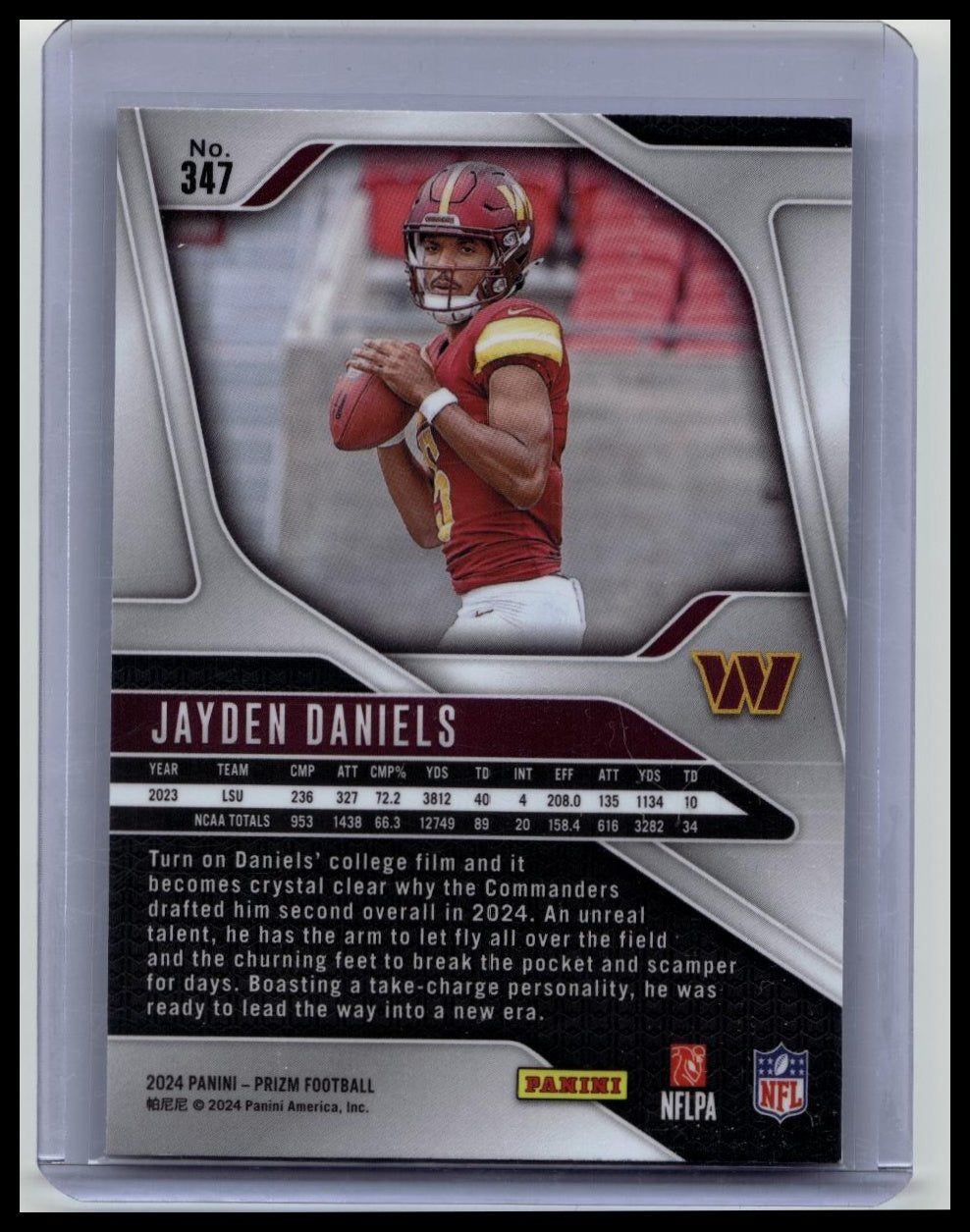 2024 Panini Prizm #347- Jayden Daniels Rookie Rc Card