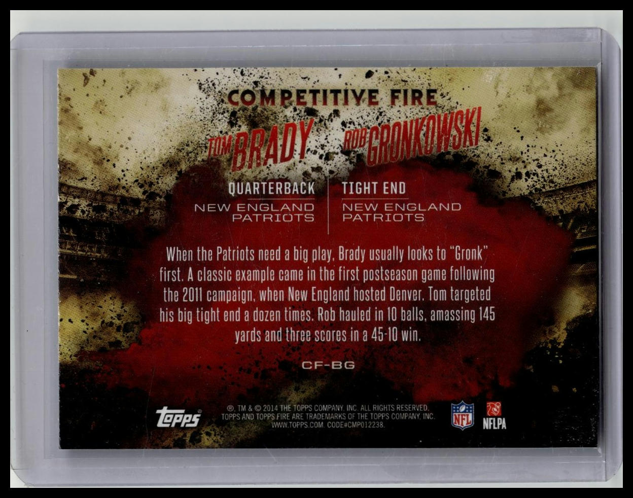 Tom Brady / Rob Gronkowski 2014 Topps Fire Competitive Fire #CFBG