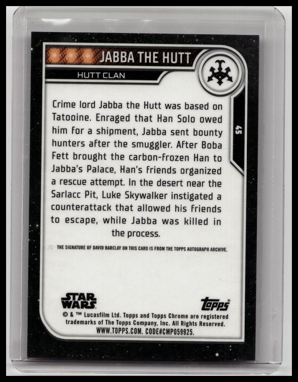 Topps Star Wars Chrome 2023 - Jabba The Hutt Auto