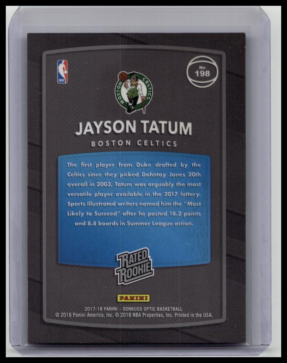 JAYSON TATUM 2017-18 DONRUSS OPTIC RATED ROOKIE SHOCK FLASH CELTICS RC