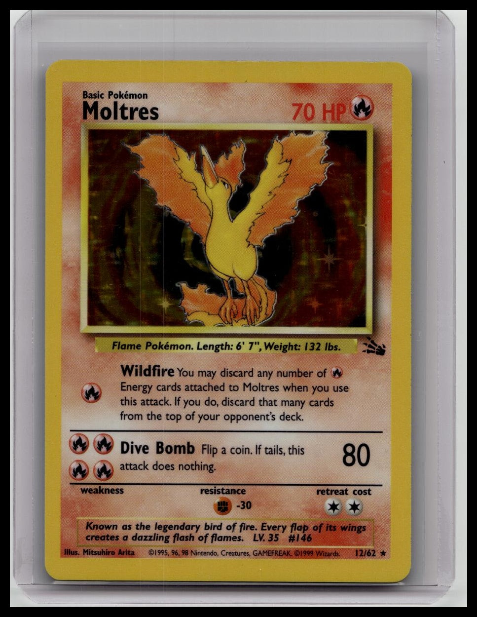 Moltres Fossil 12/62 Holo Rare Vintage WOTC Unlimited Pokemon TCG Card