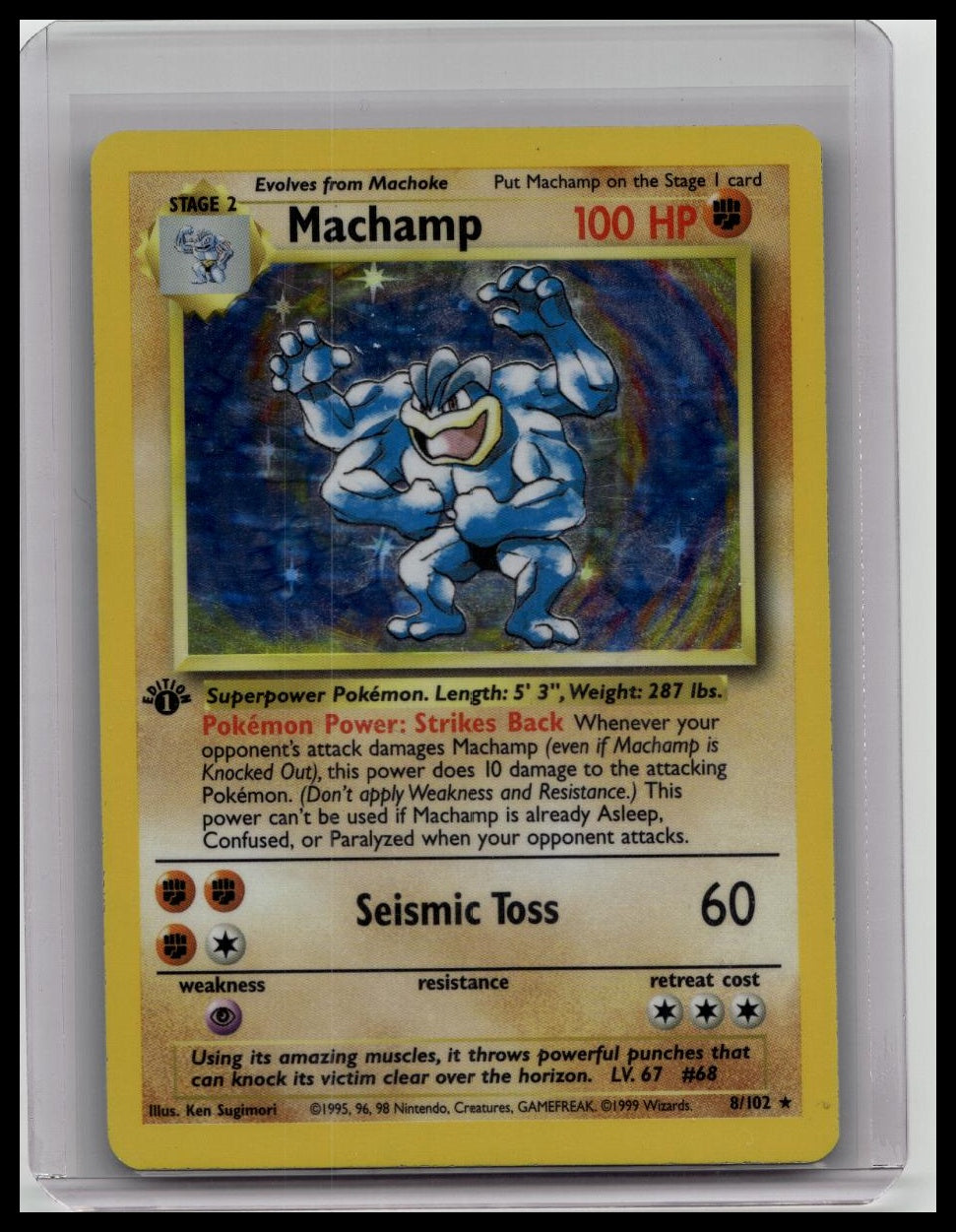 1999 Pokemon Base Set Machamp 1st Edition Holo 8/102