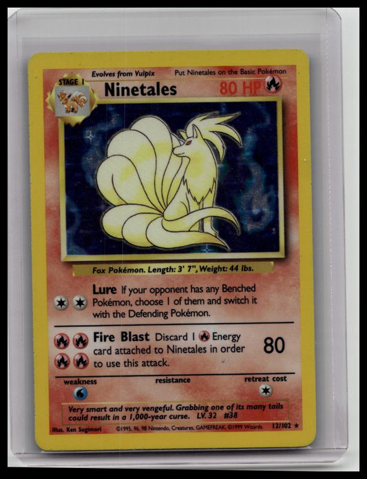 1999 Pokemon Set Unlimited Ninetales Holo Rare #12/102