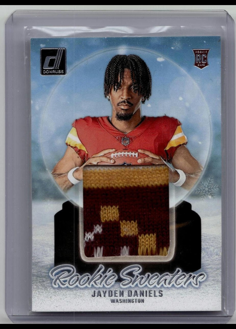 JAYDEN DANIELS 2024 DONRUSS ROOKIE SWEATERS PATCH COMMANDERS RC